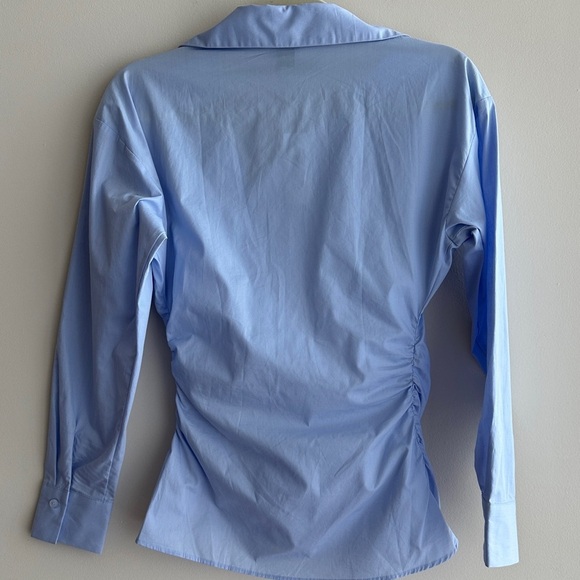 Maeve Asymmetrical Buttondown Shirt, Women’s Sky Blue Blouse, Size XXS - Picture 15 of 16
